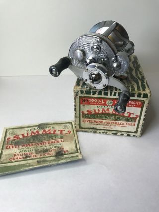 Vintage Pflueger Summit 1993l Fishing/ Cast Reel W/xtra Cub Handle W/box