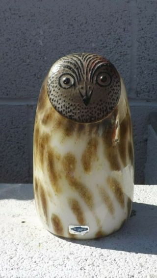 Rare Oiva Toikka Nuutajärvi Eagle Owl Art Glass Bird Finland Signed