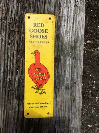 Vintage Red Goose All Leather Shoes For Kids Tall Advertising Door Push Plate
