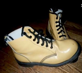Doc Dr Martens Yellow Jardon Boots Made In England Rare Vintage Unisex 6uk W8 M7