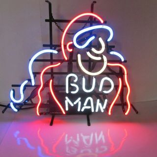 Bud Man Budweiser Beer Classic Vintage Neon Lit Bar Sign Gotta Have Spectacular