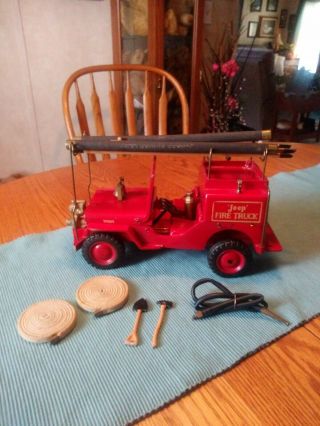 Rare 1949 Die - Cast Al - Toy Willys Jeep Fire Truck