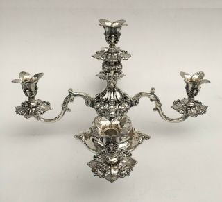4 Arm Fine Reed & Barton Silver Plate 166 Art Nouveau Epergne Five Crystal Bowls 3