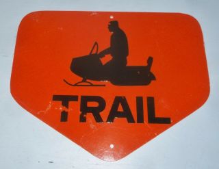 Vintage Fiberglass Orange Snowmobile Snow Machine Sled Trail Marker Sign