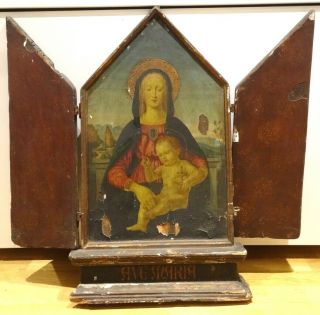 Large 16th Century Italian Renaissance Madonna & Baby Tempera Antique Painting