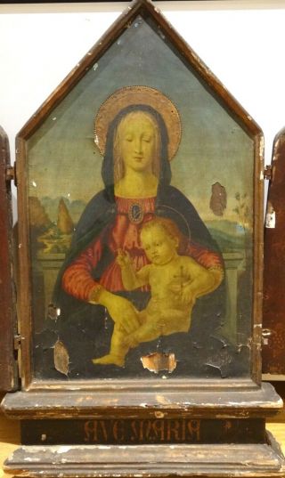 Large 16th century Italian Renaissance Madonna & Baby Tempera Antique Painting 2