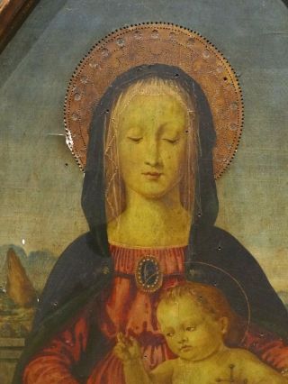 Large 16th century Italian Renaissance Madonna & Baby Tempera Antique Painting 6