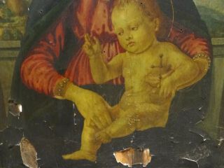 Large 16th century Italian Renaissance Madonna & Baby Tempera Antique Painting 8