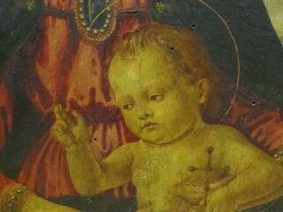 Large 16th century Italian Renaissance Madonna & Baby Tempera Antique Painting 9