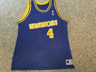 Vintage Champion Basketball Jersey Chris Webber Golden State Warriors Sz 48 1993
