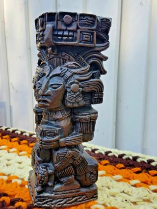 Stone Carved Figurine Statue Aztec Mayan Vintage Tribal Man Warrior Folk Art