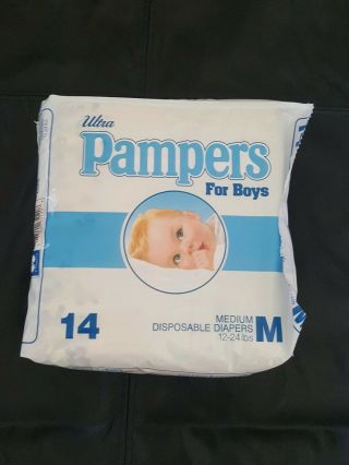 Vintage Ultra Pampers For Boys Medium 12 - 24 Pounds 1989 Disposable Diapers