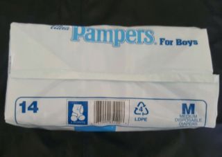 Vintage Ultra Pampers For Boys Medium 12 - 24 pounds 1989 Disposable Diapers 6
