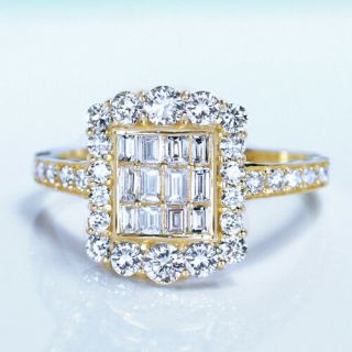 1ct 100 Natural Diamond 18k Gold Cocktail Cluster Ring Effect 2.  5ct Ryg19 - 5