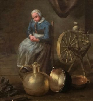 The Spinster 17th Century Dutch Old Master Oil Painting Pieter Codde (1599 - 1678) 2