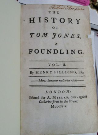 TOM JONES by HENRY FIELDING/1749/RARE TRUE 1st Edition 1st ISSUE/FINE LEATHER BN 11