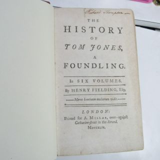 TOM JONES by HENRY FIELDING/1749/RARE TRUE 1st Edition 1st ISSUE/FINE LEATHER BN 8