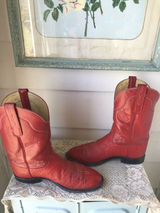 Mens Tony Lama Vtg Collector George Strait Red Leather Western Boots Size : 9d