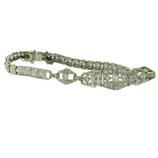1920 ' s Art Deco Old European Diamond Link Bracelet in Platinum 2