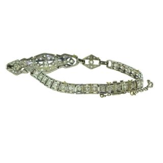 1920 ' s Art Deco Old European Diamond Link Bracelet in Platinum 3