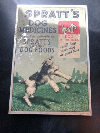 Vintage Spratt’s Dog Medicines Allumium Sign Veterinary 1950’s Fox Terrier