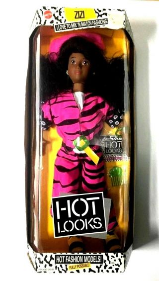 Vintage 1986 Mattel Hot Looks Fashion Model 18 " Zizi Doll Nib African American