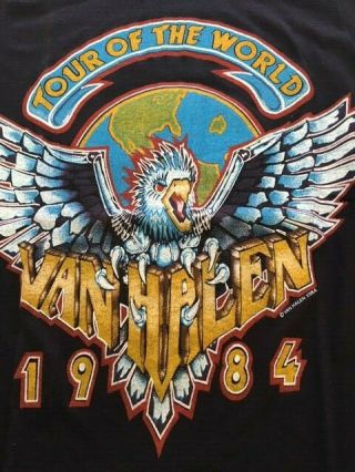 Van Halen vintage tour of the world shirt 1984 Ched.  Rock,  metal,  rare. 4