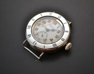 43mm Rolex Hans Wilsdorf Ww1 Solid Silver Antique Trench Military Wristwatch