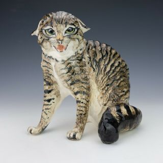 Vintage Purrwell Studio Pottery - Hand Painted Angry Cat Figure - Lovely