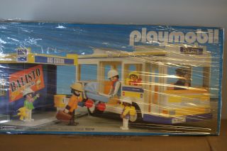 Vintage Playmobil 3782 City Bus And Shelter Playset