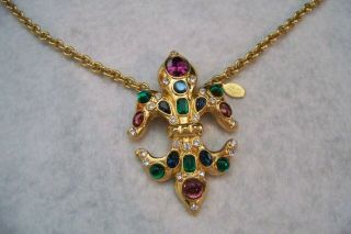 Vintage Mvh Pendant Necklace W Stones Jewels Princess Michaela Von Hopsburg