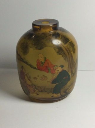 Antique Vintage Large Chinese Inside Glass Painted Snuff Bottle C1900