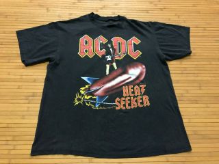 Large - Vtg 1988 Ac/dc Heat Seeker Bomb Ac Dc World Tour 80s 50/50 T - Shirt