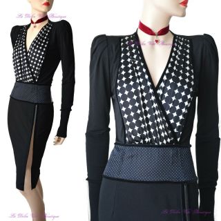 Roberto Cavalli Vintage Black Extreme Split 1940s 80s Dress Size Uk 10 Usa 6 42