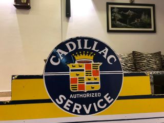 Cadillac Service DSP Vintage Porcelain Sign Gargoyle,  Gas,  Oil,  Pegasus,  2 Sided 2