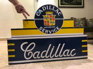Cadillac Service DSP Vintage Porcelain Sign Gargoyle,  Gas,  Oil,  Pegasus,  2 Sided 6