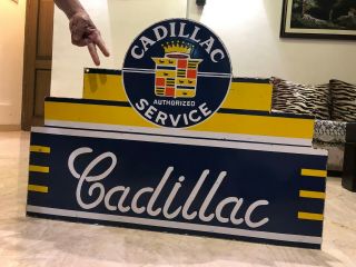 Cadillac Service DSP Vintage Porcelain Sign Gargoyle,  Gas,  Oil,  Pegasus,  2 Sided 7