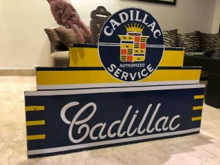 Cadillac Service DSP Vintage Porcelain Sign Gargoyle,  Gas,  Oil,  Pegasus,  2 Sided 9