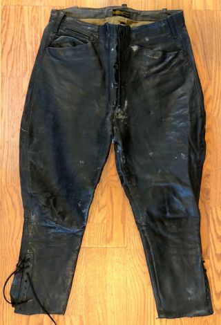 Vintage 1930s - 1940s Harley Davidson Leather Motorcycle Riding Pants
