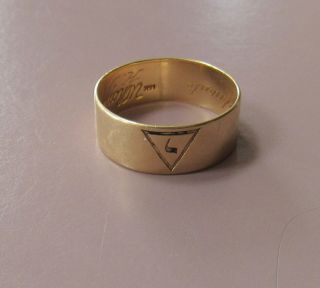 Vintage 1937 14k Yellow Gold Masonic 14th Degree Scottish Rite Ring Sz.  9