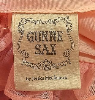 Vtg GUNNE SAX Jessica McClintock Pink Lace Prom Ball Gown Dress Off Shoulder 5