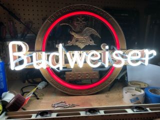 Vintage Neon and Metal Budweiser Light Sign Rare 3