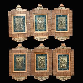 Antique Italian Stations of the Cross Set,  14 Hand Colored Engravings,  1700s 4