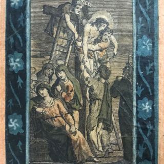 Antique Italian Stations of the Cross Set,  14 Hand Colored Engravings,  1700s 7