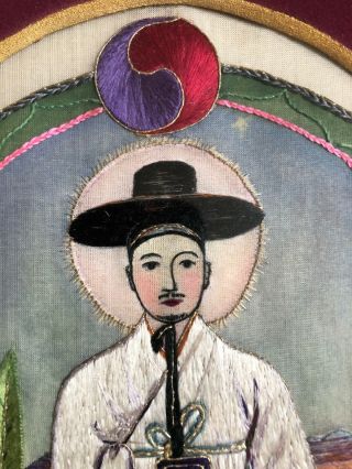RARE 1900 전후 Korean 김 대건 Kim 신부 자수 초상화 Portrait 천주교 Catholic 순교자 Martyr Korea 2