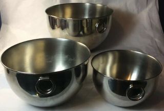 Vtg Set 3 Revere Ware Stainless Steel O Ring Nesting Mixing Bowls 1,  2,  4 Quarts