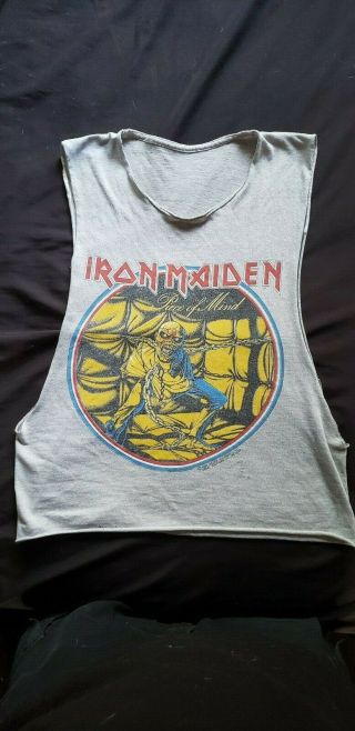 Vintage Paper Thin 1983 Iron Maiden " World Piece " Tour Shirt (tank Top)