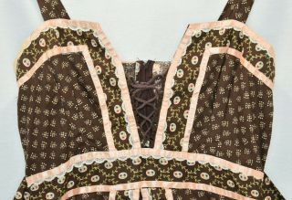 Vtg 70s Jessica Gunne Sax Long Corset Floral Prairie Boho Summer Dress Size 11 3