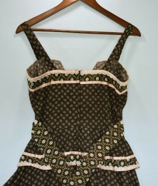 Vtg 70s Jessica Gunne Sax Long Corset Floral Prairie Boho Summer Dress Size 11 4