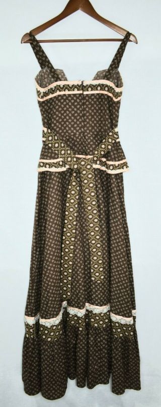 Vtg 70s Jessica Gunne Sax Long Corset Floral Prairie Boho Summer Dress Size 11 5